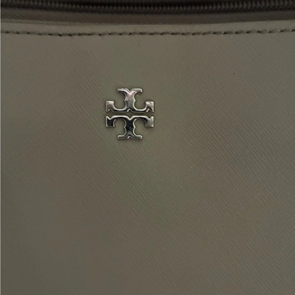 Tory Burch Beige Leather Tote with Logo